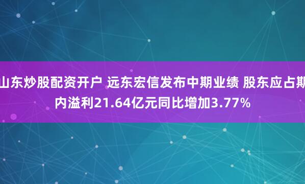 山东炒股配资开户 远东宏信发布中期业绩 股东应占期内溢利21.64亿元同比增加3.77%
