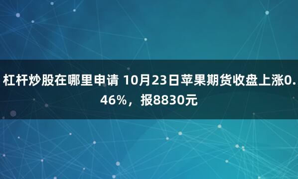 杠杆炒股在哪里申请 10月23日苹果期货收盘上涨0.46%，报8830元