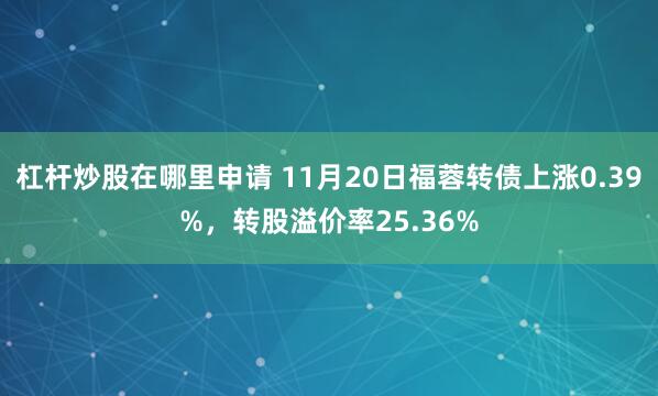 杠杆炒股在哪里申请 11月20日福蓉转债上涨0.39%，转股溢价率25.36%
