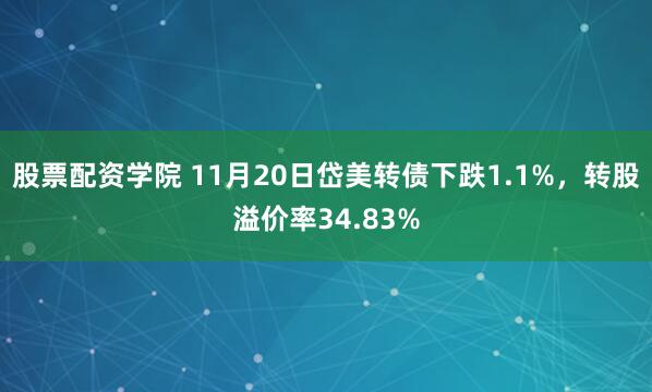 股票配资学院 11月20日岱美转债下跌1.1%，转股溢价率34.83%