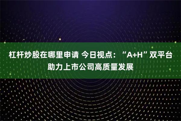 杠杆炒股在哪里申请 今日视点：“A+H”双平台助力上市公司高质量发展